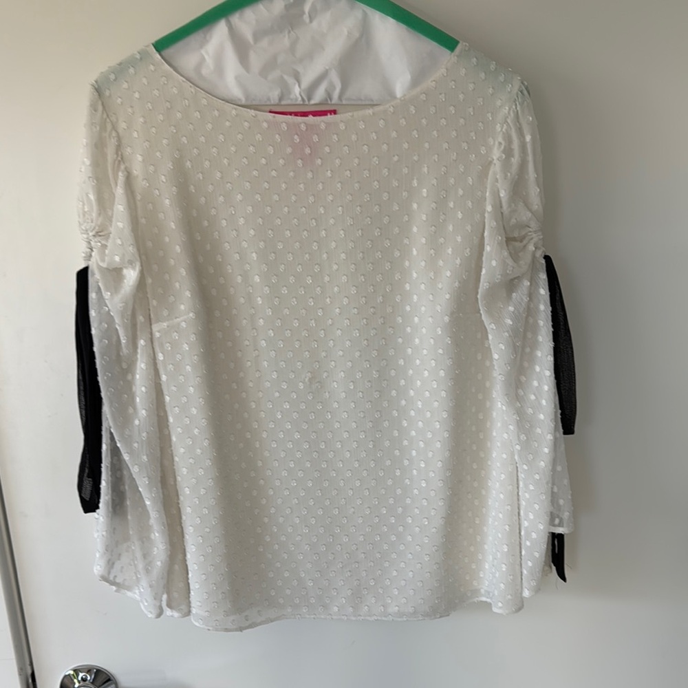 [Catherine Malandrino] dotted top with tie sleeves